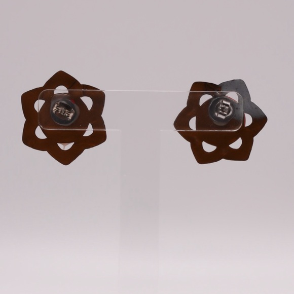 Vintage Dark Red Necklace with Matching Gold Tone Earrings - Post Back - Picture 5 of 5